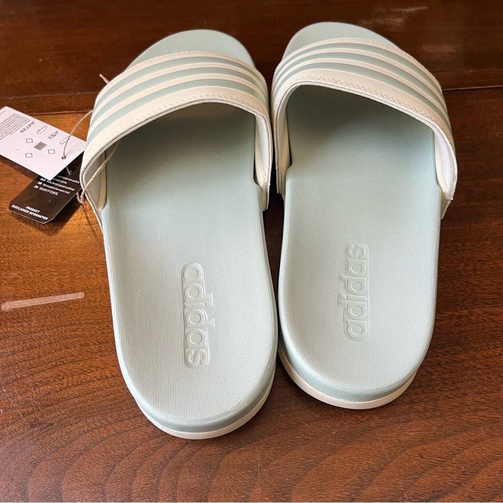 Adilette Comfort Slides - Women's 9, mint green / white - Picture 3 of 8